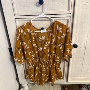 Sienna Sky Mustard Floral Blouse